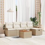 vidaXL Ensemble de canapé de jardin de 6 pièces avec coussins beige en poly rattan