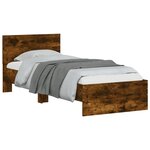 vidaXL Cadre de lit sans matelas avec tête de lit chêne fumé 90x190 cm