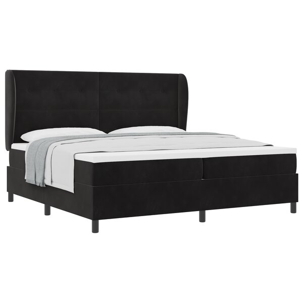 Lit Box Spring vidaXL avec Matelas Noir 200x200 cm Velours