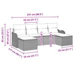 Ensemble de canapé de jardin en 6 pièces avec coussins beige en rotin synthétique