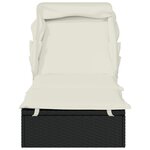 vidaXL Transat avec toit pliable noir 213x63x97 cm résine tressée