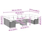 Ensemble de canapé de jardin vidaXL 11 pièces avec coussins en rattan poly bruns