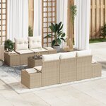 vidaXL Ensemble de canapé de jardin 6 pièces avec coussins beige poly rotin
