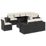 vidaXL Salon de jardin 9 Pièces avec coussins noir résine tressée