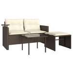 vidaXL Salon de jardin avec coussins 3 Pièces marron résine tressée