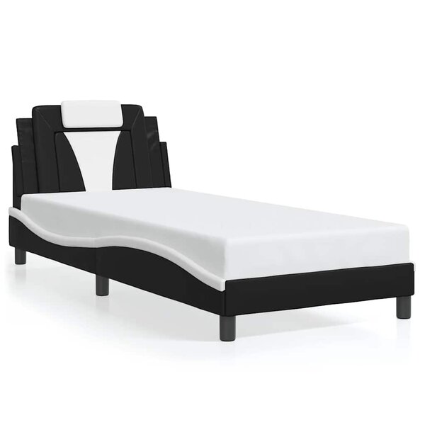 vidaXL Cadre de lit sans matelas noir et blanc 90x200 cm similicuir