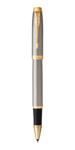 PARKER IM Stylo roller  métal brossé  Recharge noire pointe fine  Coffret cadeau