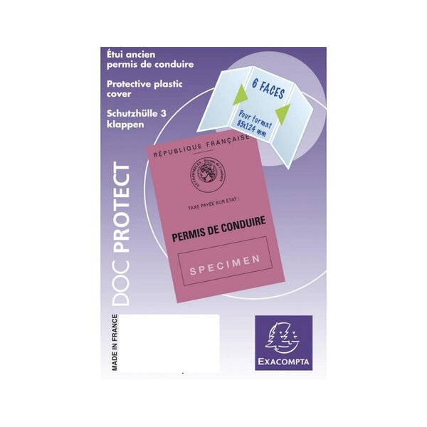 Exacompta : Etui de Protection Permis de Conduire Français Format 8.5 x 12.4cm