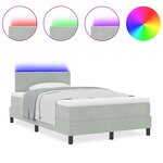 vidaXL Lit à ressort avec matelas et lumière LED Gris clair 120x200 cm Velours