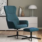 vidaXL Chaise de relaxation avec tabouret Bleu Velours