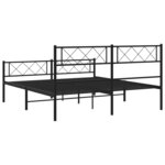 vidaXL Cadre de lit métal sans matelas avec pied de lit noir 160x200cm