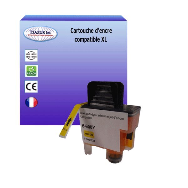 Cartouche compatible avec Brother LC900 pour Brother DCP110C, DCP115C, DCP116C, DCP117C, DCP120C, DCP310CN, DCP315CN, DCP340CW - Jaune  – T3AZUR