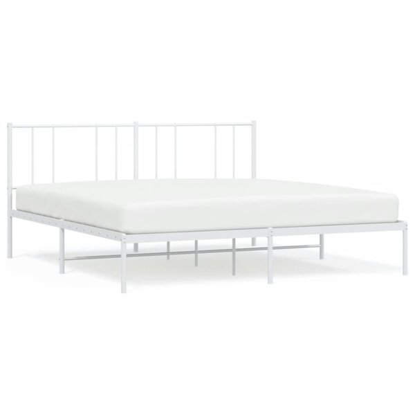 vidaXL Cadre de lit métal avec tête de lit blanc 200x200 cm