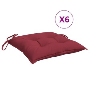 vidaXL Coussins de chaise lot de 6 bordeaux 40x40x7 cm tissu oxford