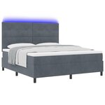 Lit Box Spring vidaXL avec Matelas et LED Gris Foncé 180x200 cm Velours