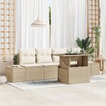 vidaXL Ensemble de canapé de jardin 5 pièces beige avec coussins