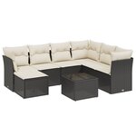 vidaXL Salon de jardin 8 Pièces avec coussins noir résine tressée