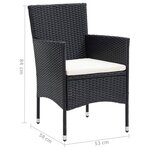 vidaXL Ensemble à manger de jardin coussins 7Pièces Résine tressée Noir