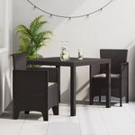 vidaXL Set de Salle à Manger de Jardin 3 Pièces avec Coussins en Poly Rattan Marron