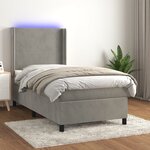 vidaXL Sommier à lattes de lit matelas LED Gris clair 90x200cm Velours