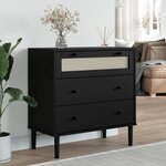 vidaXL Commode SENJA aspect de rotin noir bois de pin solide
