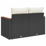 vidaXL Canapé de jardin avec coussins 2 places noir résine tressée