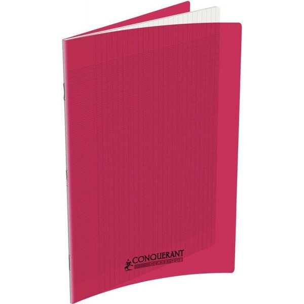 Cahier 48 pages seyès 90 g  couverture polypropylène rose  format 24 x 32 cm CONQUERANT