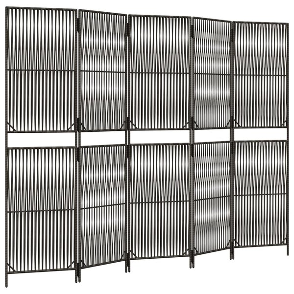 vidaXL Cloison de séparation 5 panneaux gris résine tressée