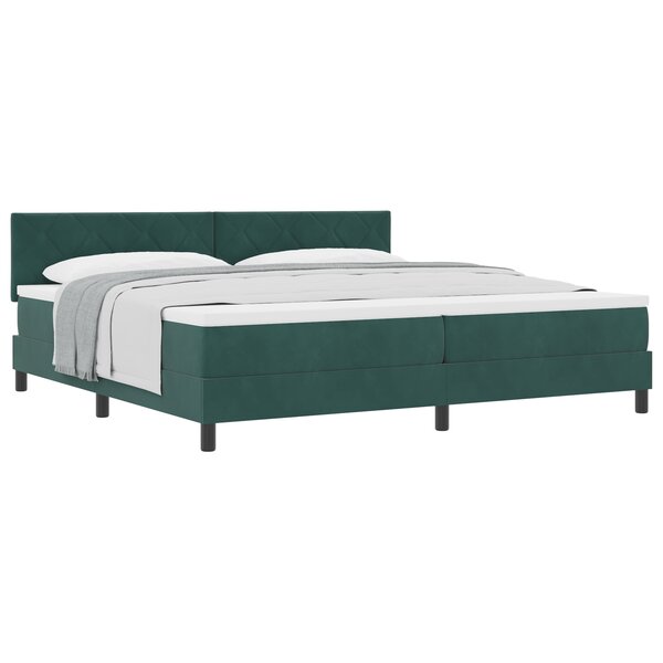 Lit box spring vidaXL avec matelas vert foncé 200x200 cm velours