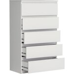 Commode CHELSEA 5 tiroirs - 77 2 cm - blanc mat