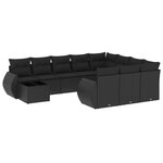 vidaXL Salon de jardin 11 Pièces avec coussins noir résine tressée