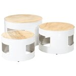 vidaXL Tables de bar forme tambour 3 Pièces bois de manguier massif brut