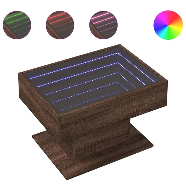 vidaXL Table basse avec LED chêne marron 70x50x45 cm bois d'ingénierie