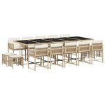 vidaXL Ensemble à manger de jardin et coussins 15 Pièces beige