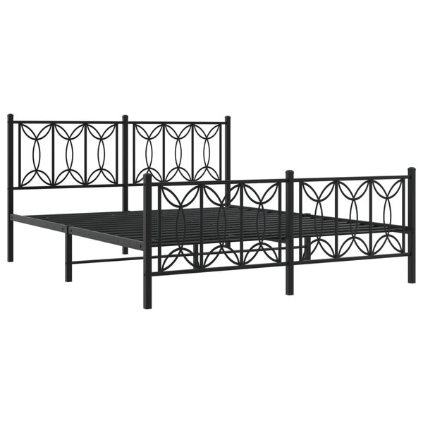 vidaXL Cadre de lit métal sans matelas avec pied de lit noir 160x200cm
