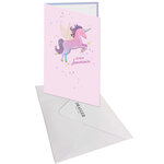 Carte Signature Anniversaire Licorne Effet 3d - 11 5 X 17cm - Draeger paris