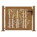 vidaXL Portail de jardin 105x105 cm acier corten design de bambou