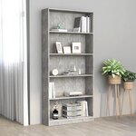 vidaXL Bibliothèque à 5 niveaux Gris béton 80x24x175cm Bois ingénierie
