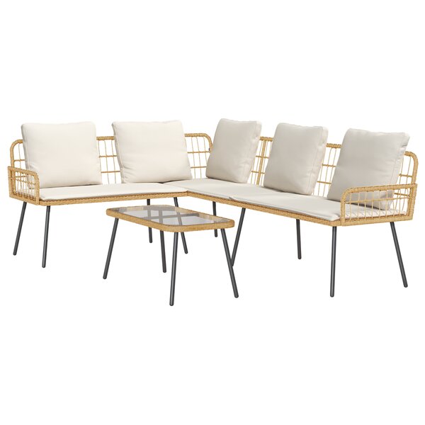 Ensemble de canapés de jardin 2 pièces avec coussins en poly rattan naturel