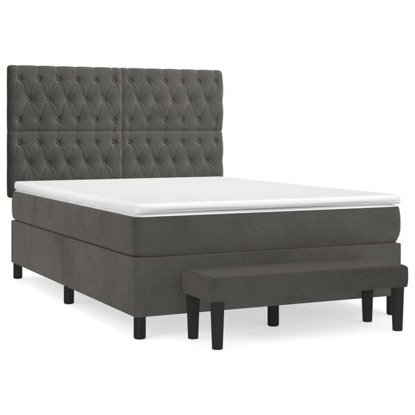 vidaXL Sommier à lattes de lit et matelas Gris foncé 140x200cm Velours