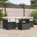 vidaXL Canapés de jardin 7 pièces avec coussins en osier poly noir