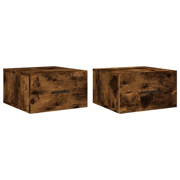 vidaXL Tables de chevet murales 2 Pièces chêne fumé 35x35x20 cm
