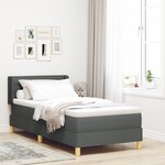 vidaXL Lit avec sommier et matelas gris foncé 100x200 cm en tissu