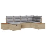vidaXL Ensemble de Canapés de Jardin de 6 Pièces avec Coussins Beige Poly Rotin