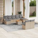 vidaXL Salon de jardin avec coussins 10 Pièces beige résine tressée