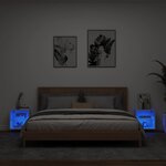 vidaXL Tables de chevet murales avec lumières LED 2 Pièces blanc