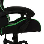 Chaise fauteuil siège pivotante de bureau informatique étude de jeux vidéo avec LED RVB et similicuir vert 02_0024216