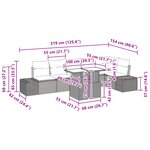 vidaXL Ensemble de canapé de jardin 7 pièces avec coussins noir poly rotin