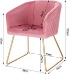 Chaise de salle à manger avec accoudoirs en velours et métal rose 19_0000165