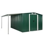 Vidaxl abri de jardin à portes coulissantes vert 386x312x178 cm acier